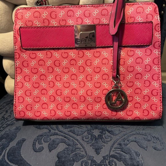GUESS Fuchsia Crossbody Bag with Logo Charm - Picture 1 of 8